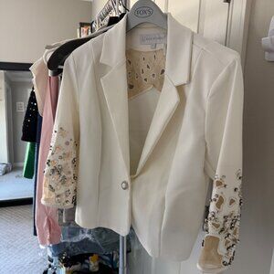 ✨ Ivory Embellished Blazer | Lace Cutout Sleeves | Perfect for Your Bridal Era ✨